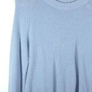 Tahari Blue Crewneck Ribbed Sweater Women Medium Long Sleeve